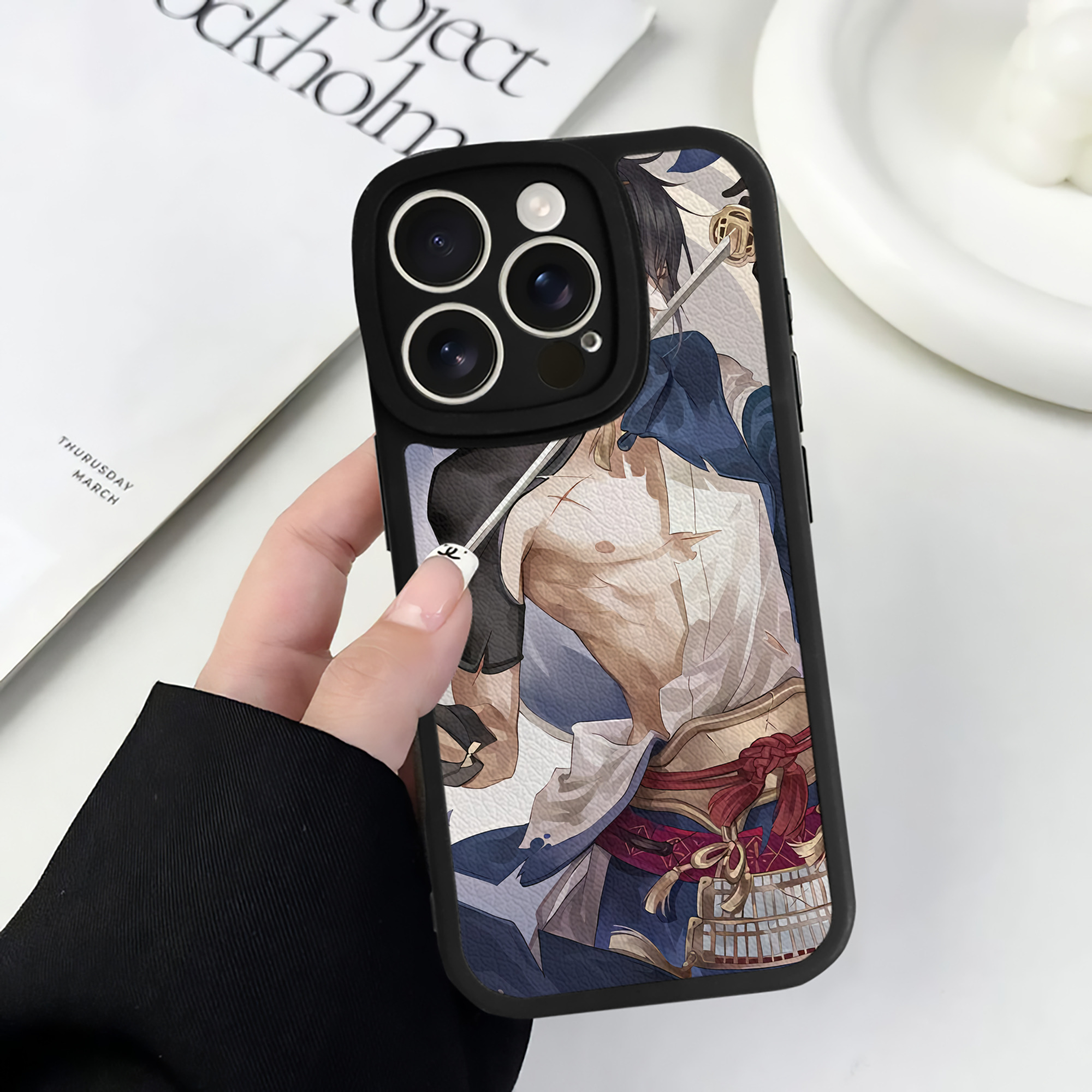 （画像用） 刀剣乱舞 Touken Ranbu 【iPhone 16シリーズ対応】シリコンスマホケース（レザー調） 材質：シリコン